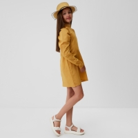 Платье детское MINAKU: Cotton collection цвет горчица, рост 134 Платье детское MINAKU: Cotton collection цвет горчица, рост 134