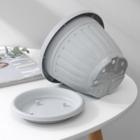 Горшок для цветов с поддоном &laquo;Сильвер ЭКО&raquo;, 1.9 л, d=18 см, цвет светло-серый