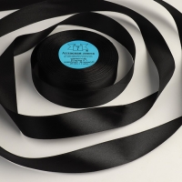 Лента атласная, 25 мм &times; 33 &plusmn; 2 м, цвет чёрный №113