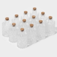 Набор баночек стеклянных для специй с пробковой крышкой Доляна &laquo;Парфе&raquo;, 130 мл, 11,5&times;5,5 см, 12 шт