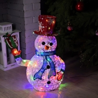 Светодиодная фигура &laquo;Снеговик&raquo; 33 &times; 65 &times; 27 см, металл, текстиль, 220 В, свечение мульти