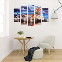 Картина модульная на подрамнике "Тигр" 115х80 см (80х23; 2-70х23; 2-53х23)