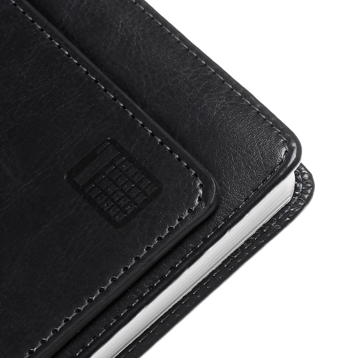 Ежедневник недатированный,формат А5, 140 листов, в клетку, обложка кожзам, с хлястиком, с калькулятором, чёрный