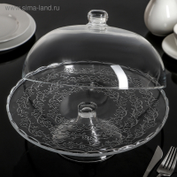 Подставка стеклянная для торта на ножке с крышкой-клош Magistro «Цветочки», 29×23 см Подставка стеклянная для торта на ножке с крышкой-клош Magistro «Цветочки», 29×23 см