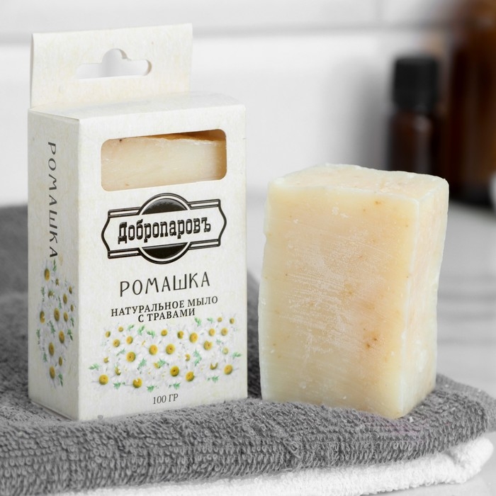 Мыло банное натуральное с травами в коробке Мыло банное натуральное с травами в коробке "Ромашка" 100 г Добропаровъ