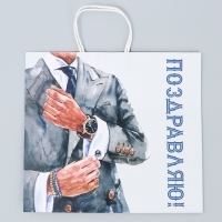 Пакет подарочный крафт, упаковка, &laquo;Джентельмен&raquo;, 32 х 28 х 15 см