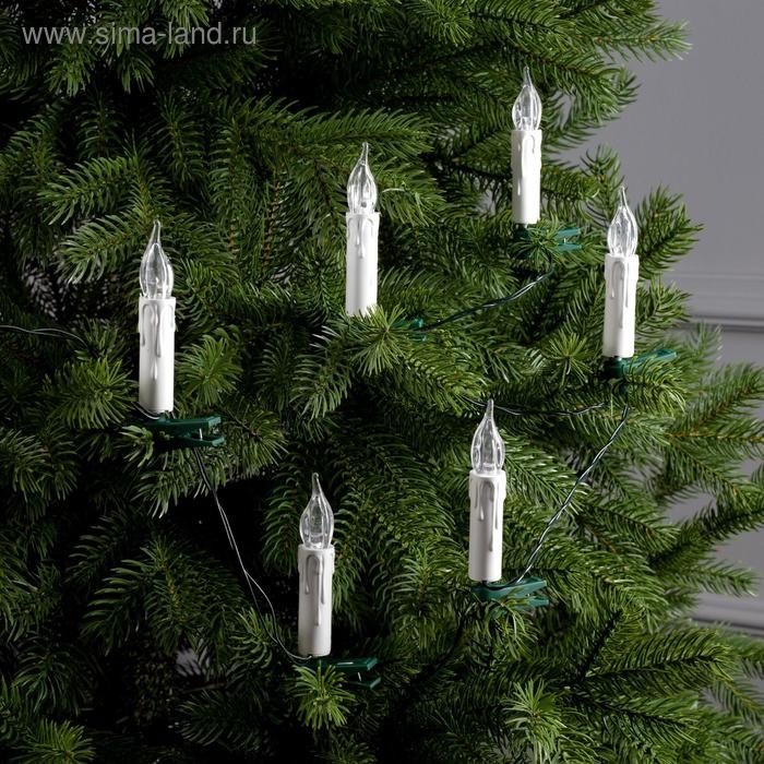 Гирлянда «Нить» 10 м с насадками «Свечи на прищепке», IP20, тёмная нить, 50 LED, свечение тёплое белое, 220 В Гирлянда «Нить» 10 м с насадками «Свечи на прищепке», IP20, тёмная нить, 50 LED, свечение тёплое белое, 220 В