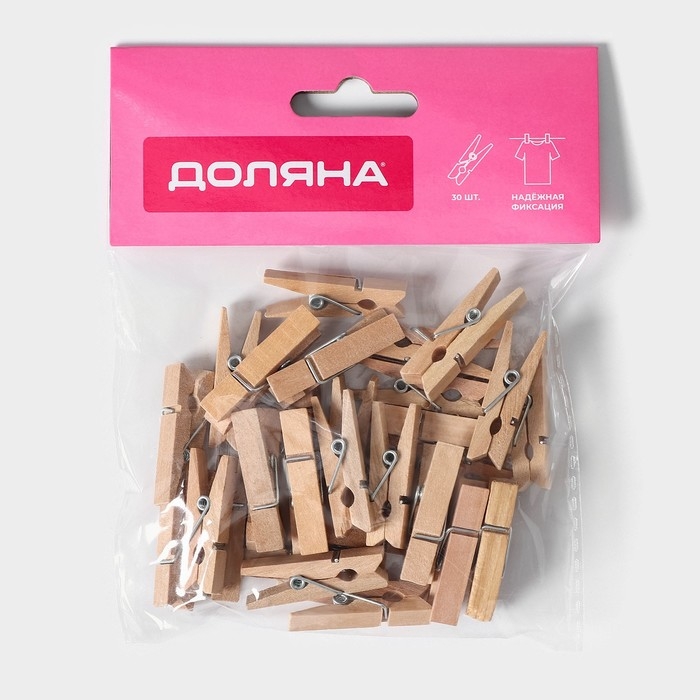 Прищепки бельевые Доляна &laquo;Мини&raquo;, деревянные, 3,5 см, 30 шт