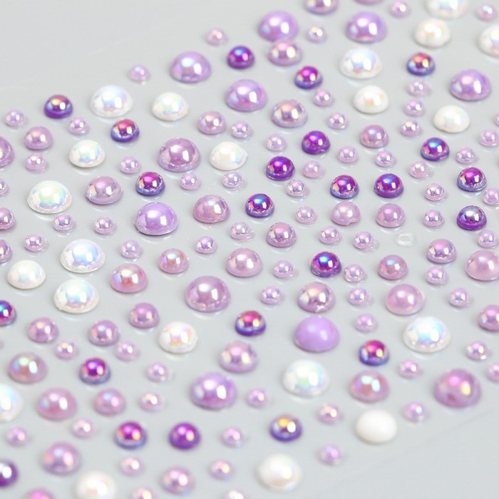 Наклейка пластик стразы "Полужемчужины разных размеров" МИКС 9,2х15,5 см