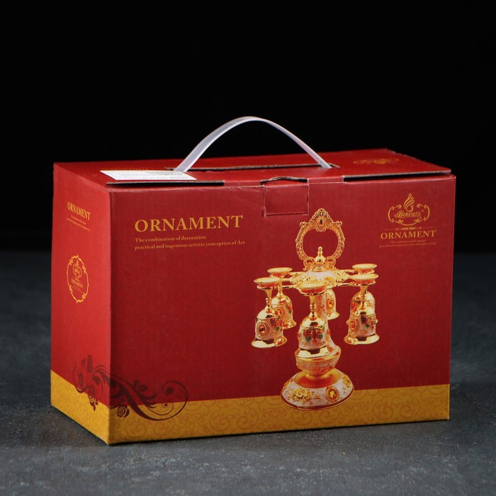 Набор питьевой на подставке &laquo;Марена&raquo;: 6 рюмок 30 мл, цвет серебряный