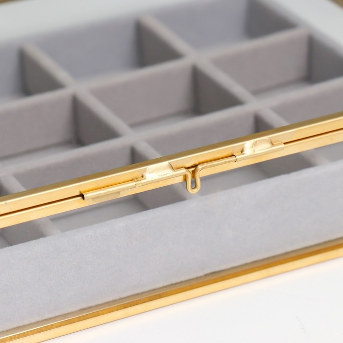 Шкатулка стекло с металлическим каркасом "Модница" с делениями 22х13,5х4,5 см