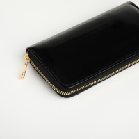 Кошелёк женский на молнии, лакированный, цвет чёрный Кошелёк женский на молнии, лакированный, цвет чёрный