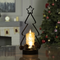 Светодиодная фигура &laquo;Свечка в ёлке&raquo; 15 &times; 32 &times; 11 см, металл, батарейки ААх3 (не в комплекте), свечение тёплое белое