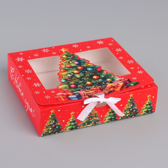 Коробка новогодняя складная &laquo;Ёлка с подарками&raquo; 20 х18 х 5 см, Новый год