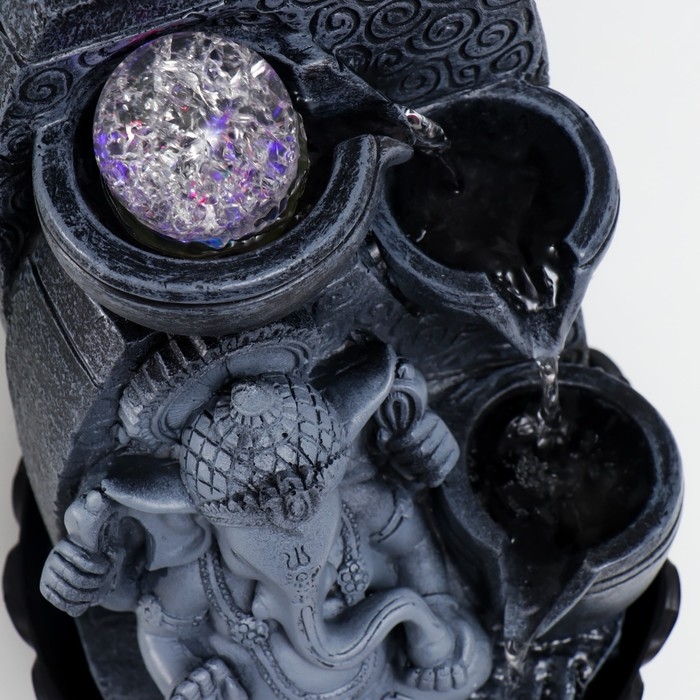 Фонтан настольный с подсветкой "Ганеша - Благословение" серый 31х20х20 см