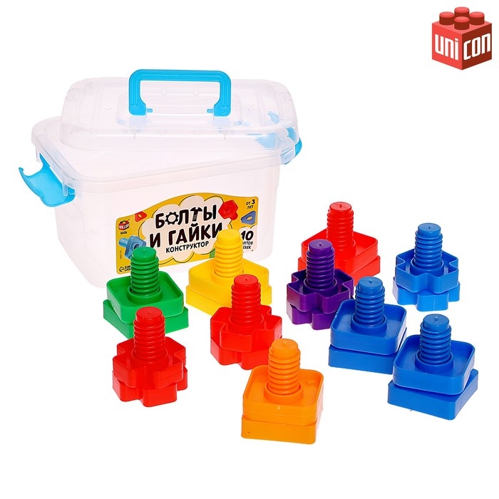 Конструктор &laquo;Болты и гайки&raquo;, в контейнере, 10 болтов и гаек