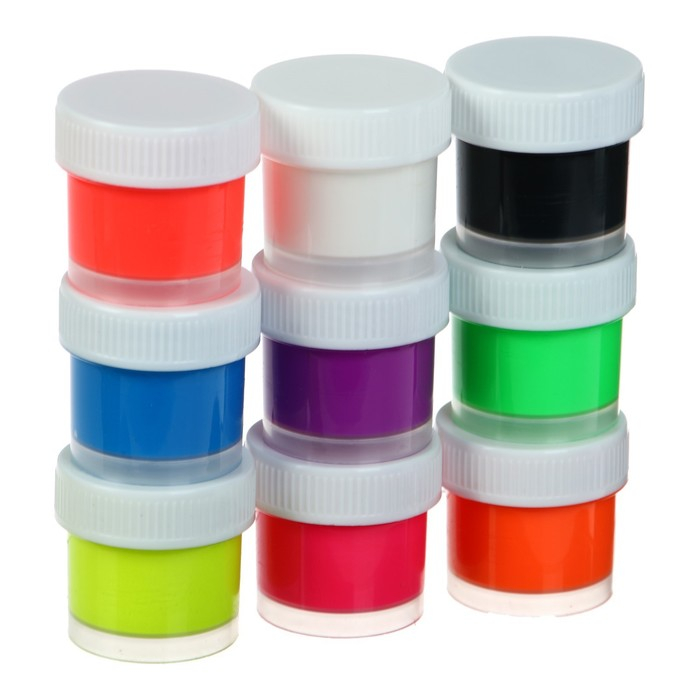 Краска по ткани, набор 9 цветов х 15 мл, Луч, флуоресцентная, акриловая на водной основе Краска по ткани, набор 9 цветов х 15 мл, Луч, флуоресцентная, акриловая на водной основе