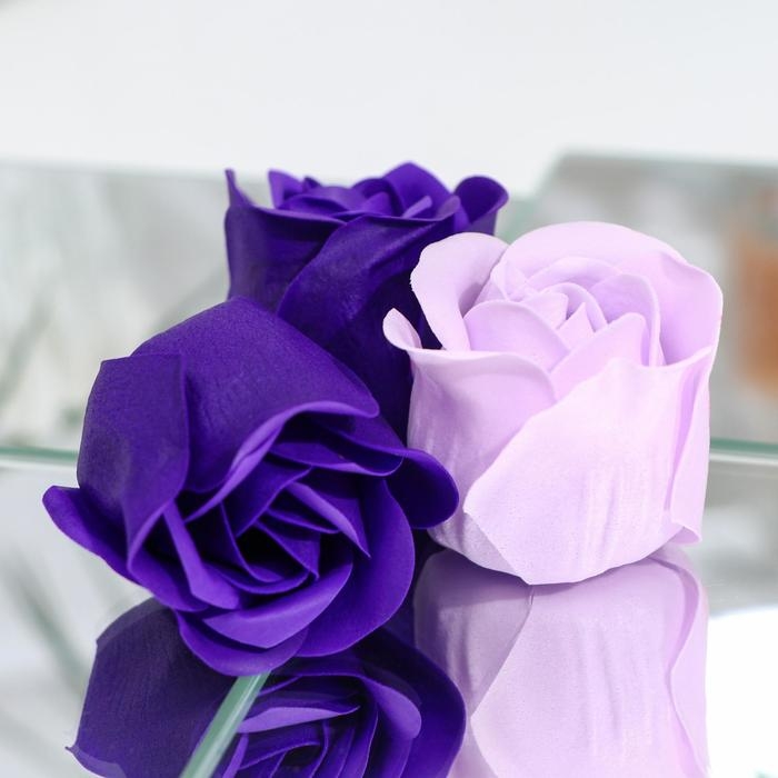 Мыльные розочки, фиолетовые и белые, набор 4 шт.