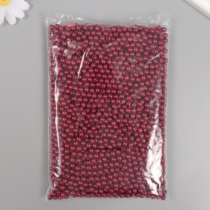 Набор бусин "Жемчуг" d 6 мм, 250 гр, бордо