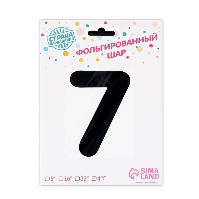 Шар фольгированный 40" &laquo;Цифра 7 с короной&raquo;, цвет чёрный