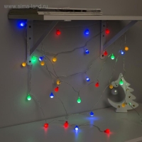 Гирлянда &laquo;Нить&raquo; 5 м с насадками &laquo;Шарики цветные&raquo;, IP20, прозрачная нить, 30 LED, свечение мульти, 8 режимов, 220 В