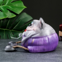 Копилка "Серый кот с колбасой" 17см