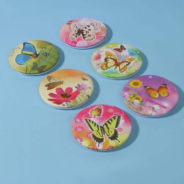 Зеркало складное &laquo;Бабочки&raquo;, d = 7,5 см, рисунок МИКС