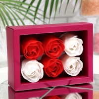 Мыльные розочки, белые и красные, набор 6 шт. Мыльные розочки, белые и красные, набор 6 шт.