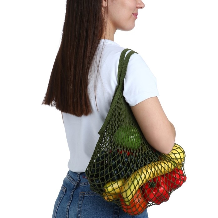 Авоська 37 х 20 см, ручка 12 см, клетка 1.5 см, зелёная Авоська 37 х 20 см, ручка 12 см, клетка 1.5 см, зелёная