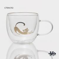 Кружка стеклянная с двойными стенками Magistro &laquo;Дуо. Грация&raquo;, 200 мл, 12,5&times;9&times;7,5 см