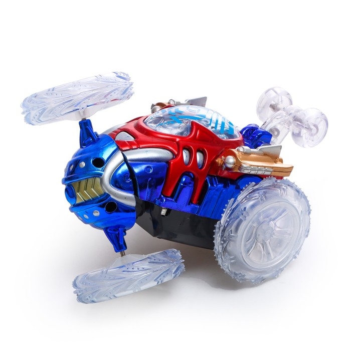 Машина-перевёртыш радиоуправляемая &laquo;Трюк&raquo;, работает от батареек, световые эффекты, цвет синий