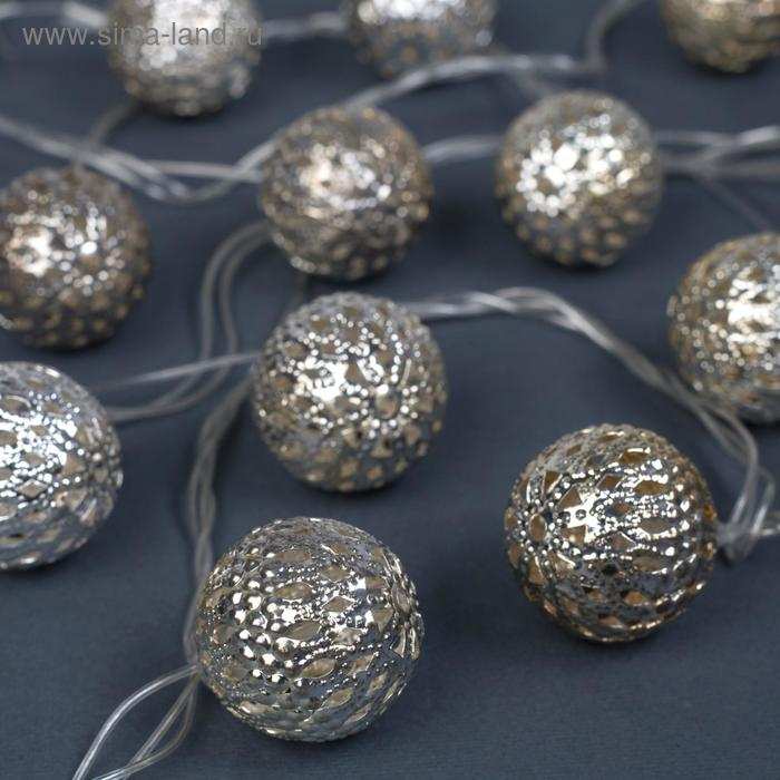 Гирлянда «Нить» 4 м с насадками «Шарик с узором», IP20, прозрачная нить, 20 LED, свечение белое, 8 режимов, 220 В Гирлянда «Нить» 4 м с насадками «Шарик с узором», IP20, прозрачная нить, 20 LED, свечение белое, 8 режимов, 220 В