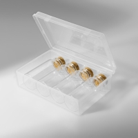 Набор баночек для хранения бисера, d = 3 × 7 см, 4 шт, в контейнере, 13,5 × 8,7 × 4 см Набор баночек для хранения бисера, d = 3 × 7 см, 4 шт, в контейнере, 13,5 × 8,7 × 4 см