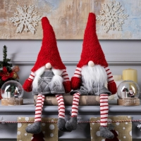 Светодиодная фигура &laquo;Гном с бородой&raquo; 14 &times; 47 &times; 9 см, текстиль, батарейки AG10х3 (в комплекте), свечение тёплое белое