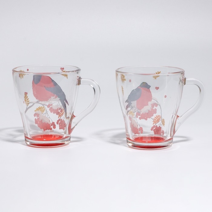 Новый год. Набор кружек стеклянных &laquo;Снегири!&raquo;, 2 шт