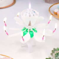 Свеча для торта музыкальная "Тюльпан", крутящаяся, белая, 14,5×6 см Свеча для торта музыкальная "Тюльпан", крутящаяся, белая, 14,5×6 см