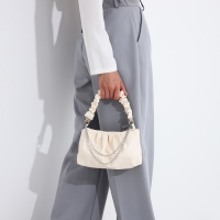 Сумка-багет на молнии, цвет молочный