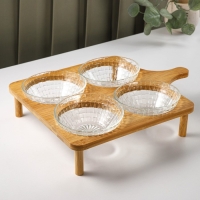 Набор салатников стеклянных на подставке &laquo;Ронда&raquo;, 330 мл, 27,5&times;7 см, 4 шт