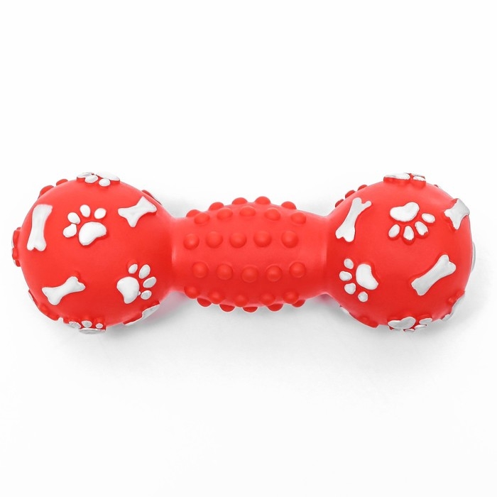 Игрушка пищащая "Новогодняя Гантель", 12,5 см, красная