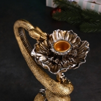 Новый год. Символ 2025. Подсвечник новогодний "Мак и змея" 11х14х24см, золото Новый год. Символ 2025. Подсвечник новогодний "Мак и змея" 11х14х24см, золото