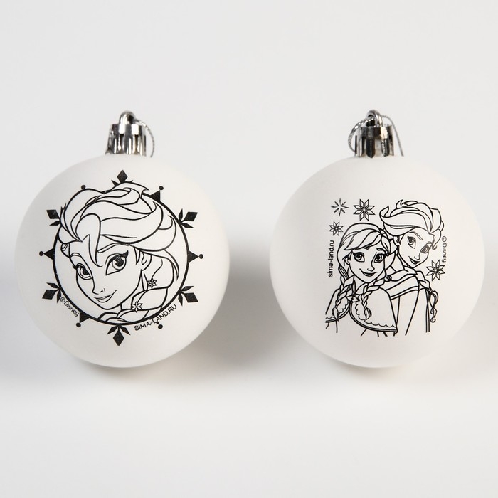 Новый год. Набор ёлочных шаров под раскраску, 2 штуки, 5.5 см, Холодное сердце Новый год. Набор ёлочных шаров под раскраску, 2 штуки, 5.5 см, Холодное сердце