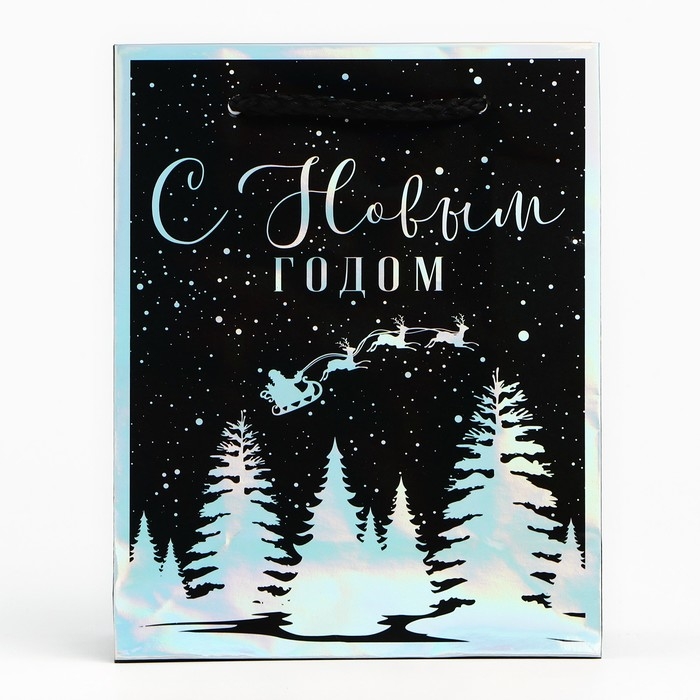 Пакет голографический вертикальный «Зимний лес», S 12 х 15 х 5.5 см , Новый год Пакет голографический вертикальный «Зимний лес», S 12 х 15 х 5.5 см , Новый год