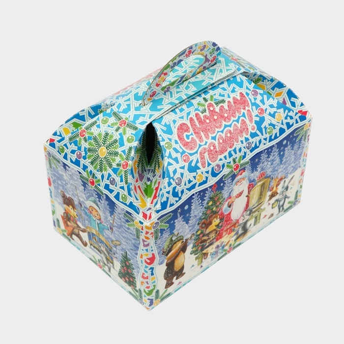 Новый год. Подарочная коробка Новый год. Подарочная коробка "Лесные непоседы в синем" Ларец малый 18,5 x 12,5 x 19см.