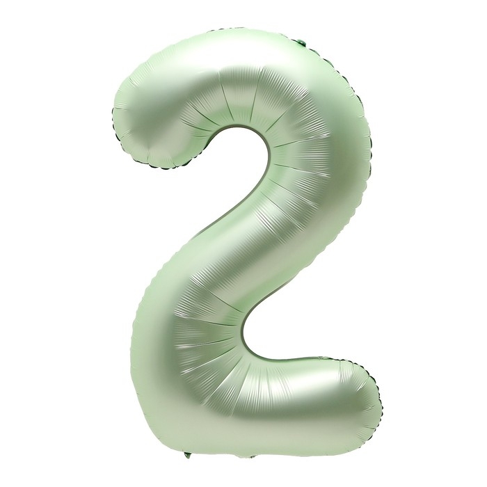Шар фольгированный 40 Шар фольгированный 40" «Цифра 2», салатовый металлик