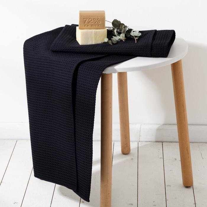 Полотенце вафельное Этель 70х140 см, цвет чёрный, 100% хлопок, 240 г/м2 Полотенце вафельное Этель 70х140 см, цвет чёрный, 100% хлопок, 240 г/м2