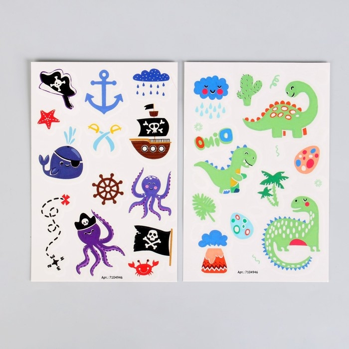 Набор «Детские татуировки», светятся в темноте, 2 листа Набор «Детские татуировки», светятся в темноте, 2 листа