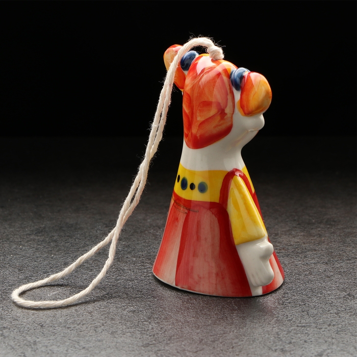 Колокольчик фарфоровый "Девочка", авторская роспись, 9 см