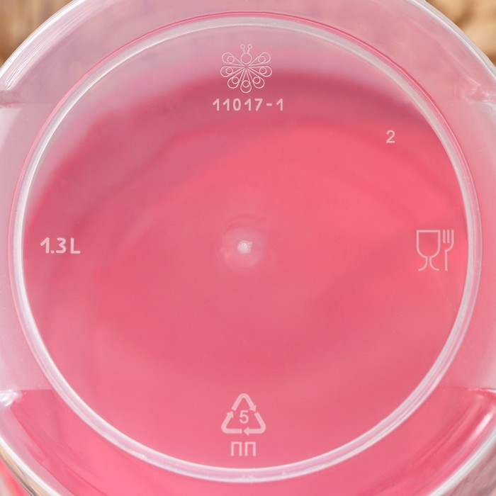 Банка для хранения продуктов, 1,3 л, пластик, прозрачная, крышка МИКС