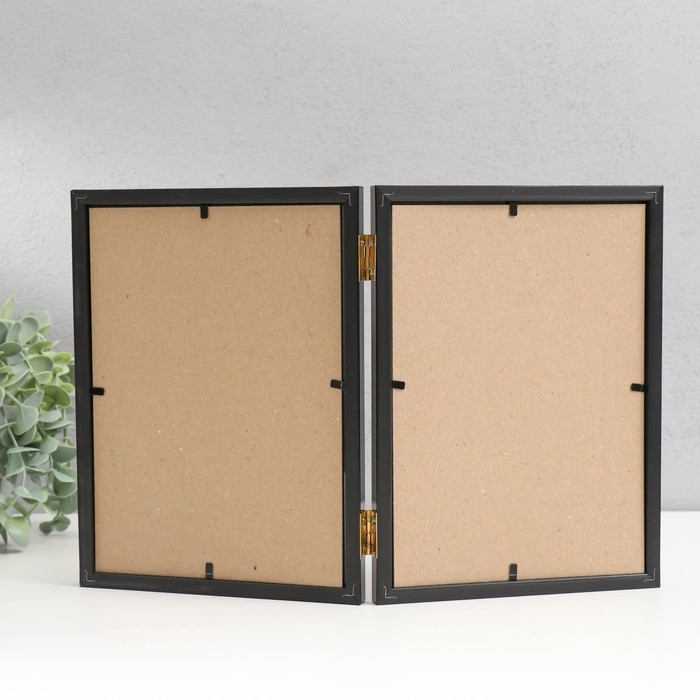 Фоторамка пластик 15х21 см, двойная вертикальная, черный