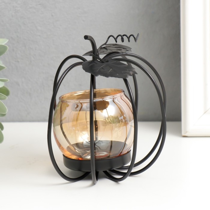 Подсвечник металл, стекло на 1 свечу Подсвечник металл, стекло на 1 свечу "Яблочко" d-4 см 11х9х12 см